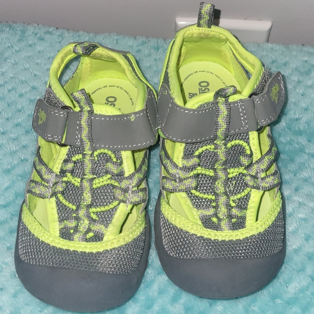 OshKosh B'gosh Gray and Neon Yellow Kids Sandals